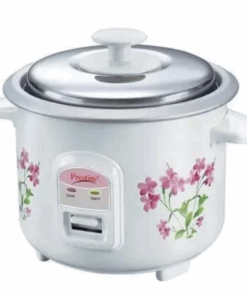 Prestige PRWO 0.6 L Electric Rice Cooker with 2 cooking pans|Detachable power cord|Durable body|Cool touch handles|White| Raw capacity-0.3L|Cooked capacity-0.6 L|Cooks for a family of 1 to 2 members